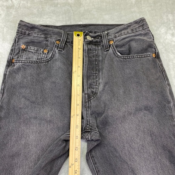 Levi's 501 Grey Wash Button Fly Straight Leg Distressed Hem Jeans Sz 27 Grunge - Picture 2 of 13